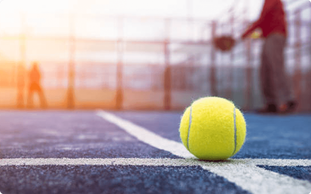 Padel court with tennis ball